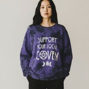 Support Your Local Coven Purple Tie-Dye Sweatshirt